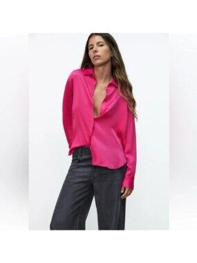 Zara Fuchsia Satin Effect Blouse